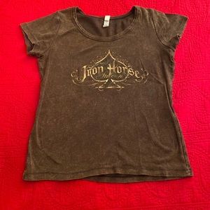 Brown short sleeve iron horse t shirt size medium